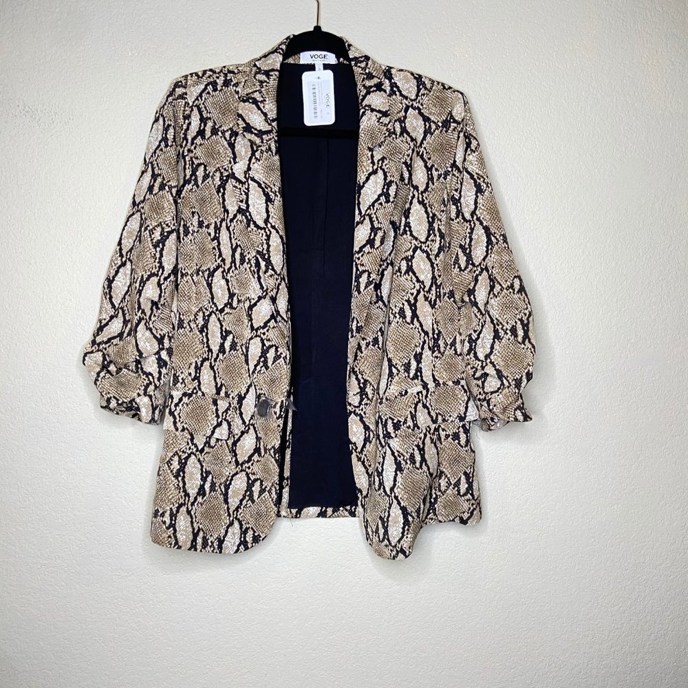 Voge Boutique snakeskin ruched sleeve blazer